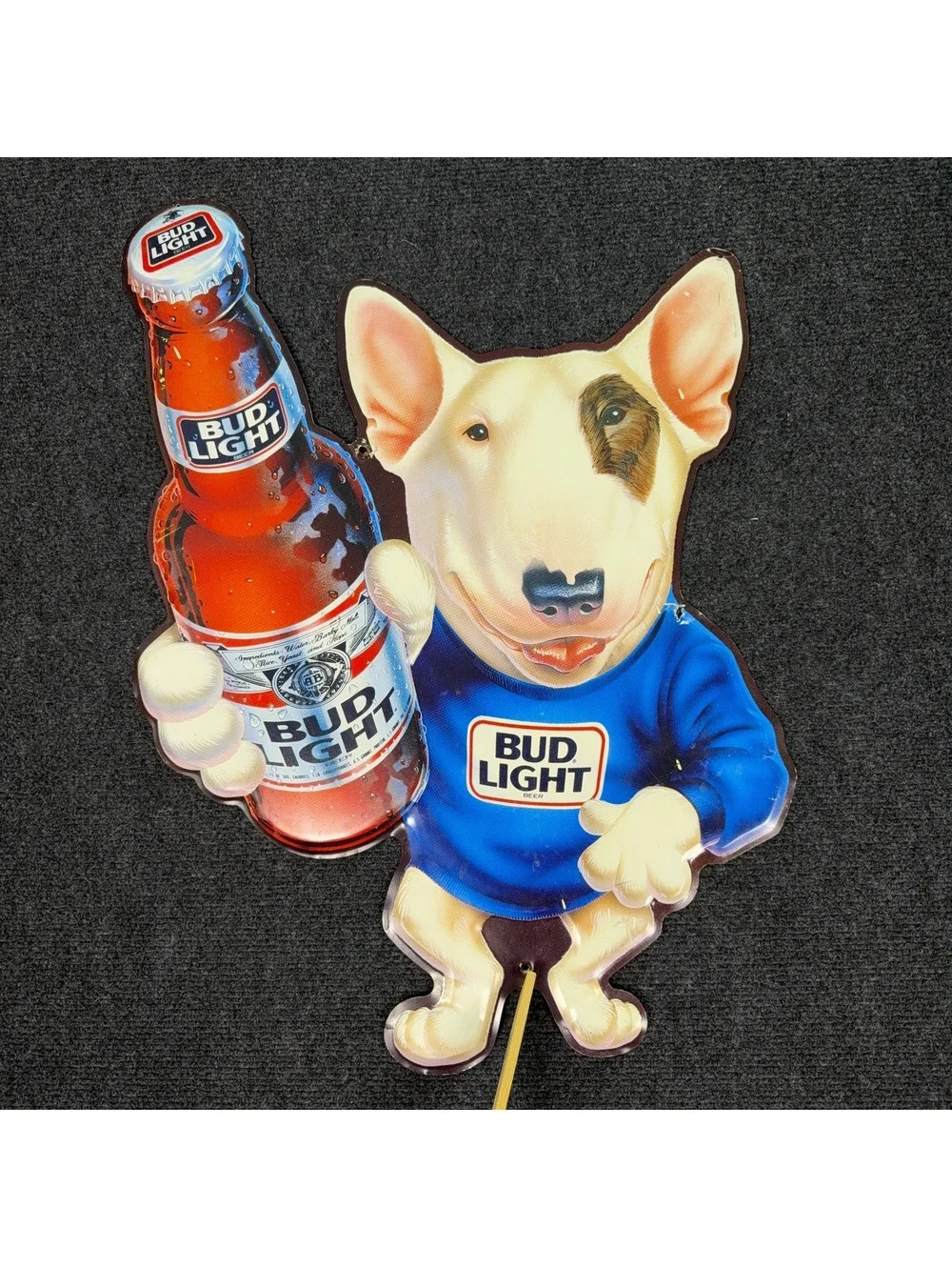 Vintage 1989 Bud Light Spuds MacKenzie Metal Sign Original Beer Advertising 3D